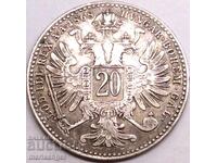 20 кройцера 1868 Австрия Франц Йозеф сребро