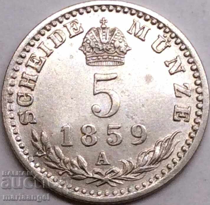 5 Kreuzer 1859 Austria A - Vienna silver - rare - 5 5 Kreuzer 1859 Austria A - Vienna silver - rare - 5
