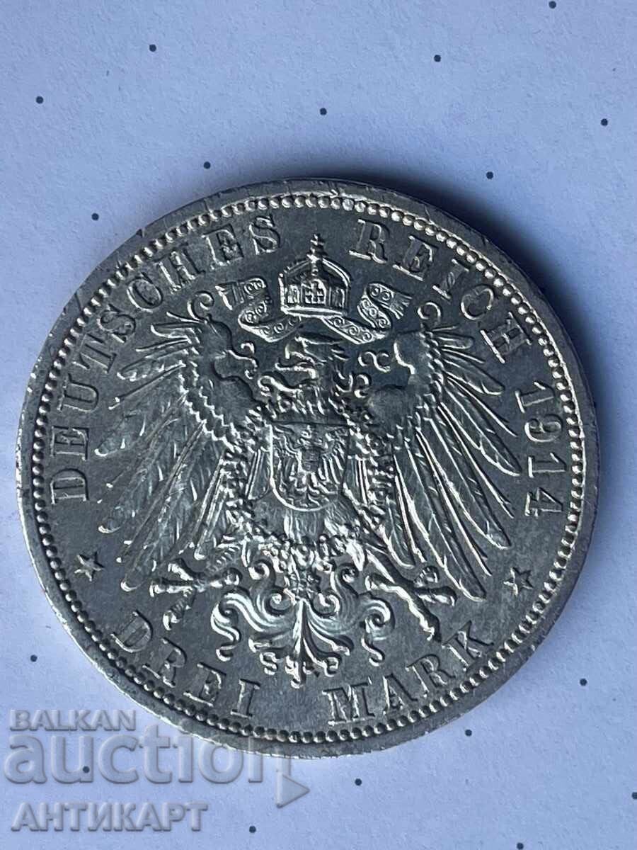 Γερμανία σπάνιο ασημένιο νόμισμα 3 μάρκα 1914 Πρωσία ασήμι με τιμή 65.00 BGN | € 33.23 Γερμανία σπάνιο ασημένιο νόμισμα 3 μάρκα 1914 Πρωσία ασήμι με τιμή 65.00 BGN | € 33.23