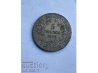 #2  Франция рядка сребърна монета 5 франка 1849 сребро