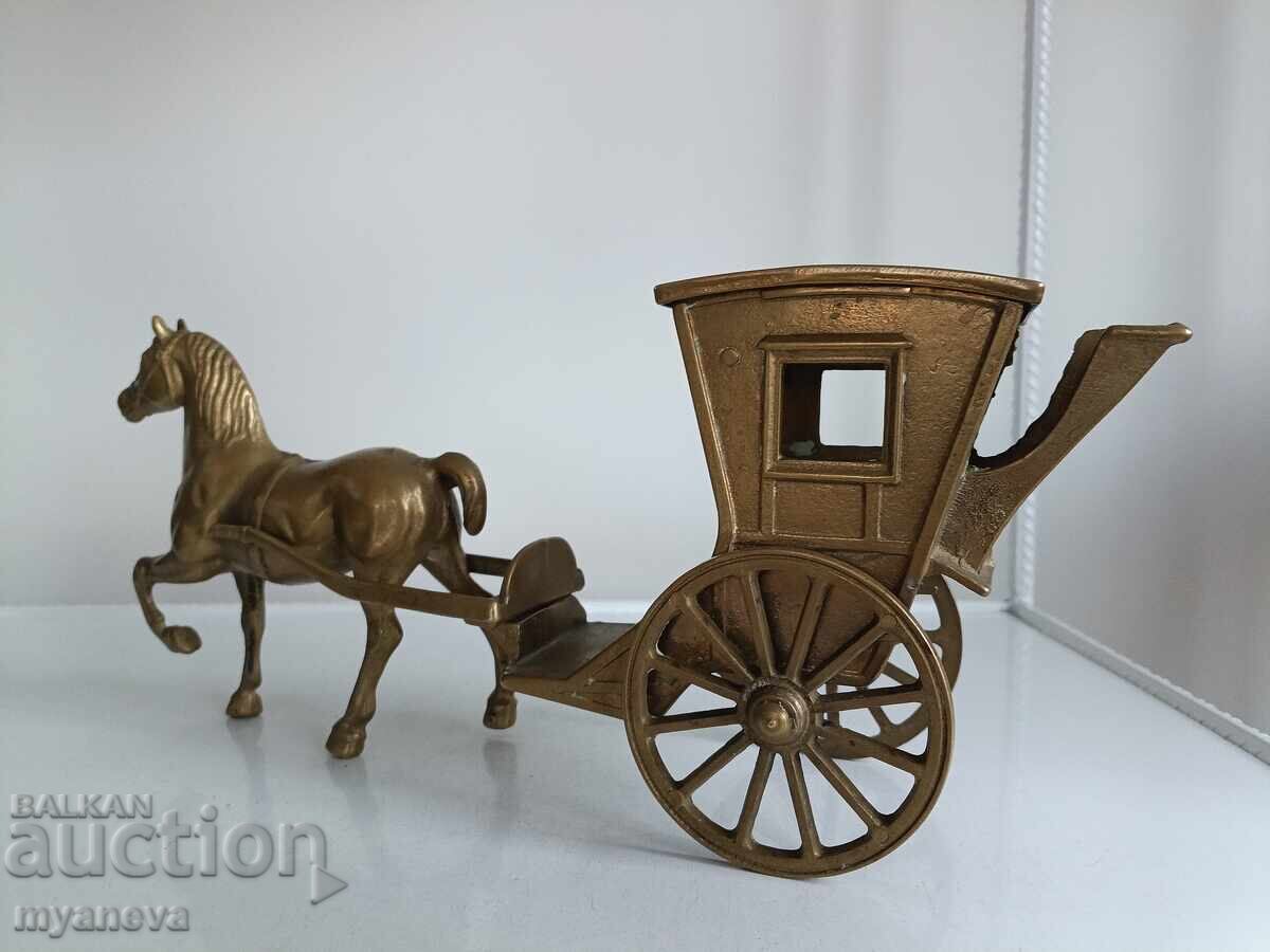 Παράδοση Vintage, μπρούτζινο αγαλματίδιο αλόγου με φαέθωνα, άμαξα Παράδοση Vintage, μπρούτζινο αγαλματίδιο αλόγου με φαέθωνα, άμαξα