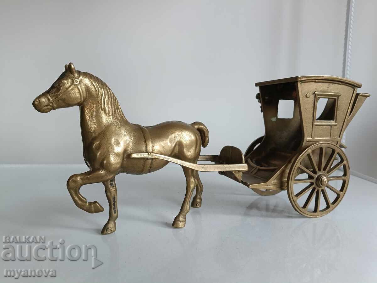 Vintage, μπρούτζινο αγαλματίδιο αλόγου με φαέθωνα, άμαξα - 5 Vintage, μπρούτζινο αγαλματίδιο αλόγου με φαέθωνα, άμαξα - 5