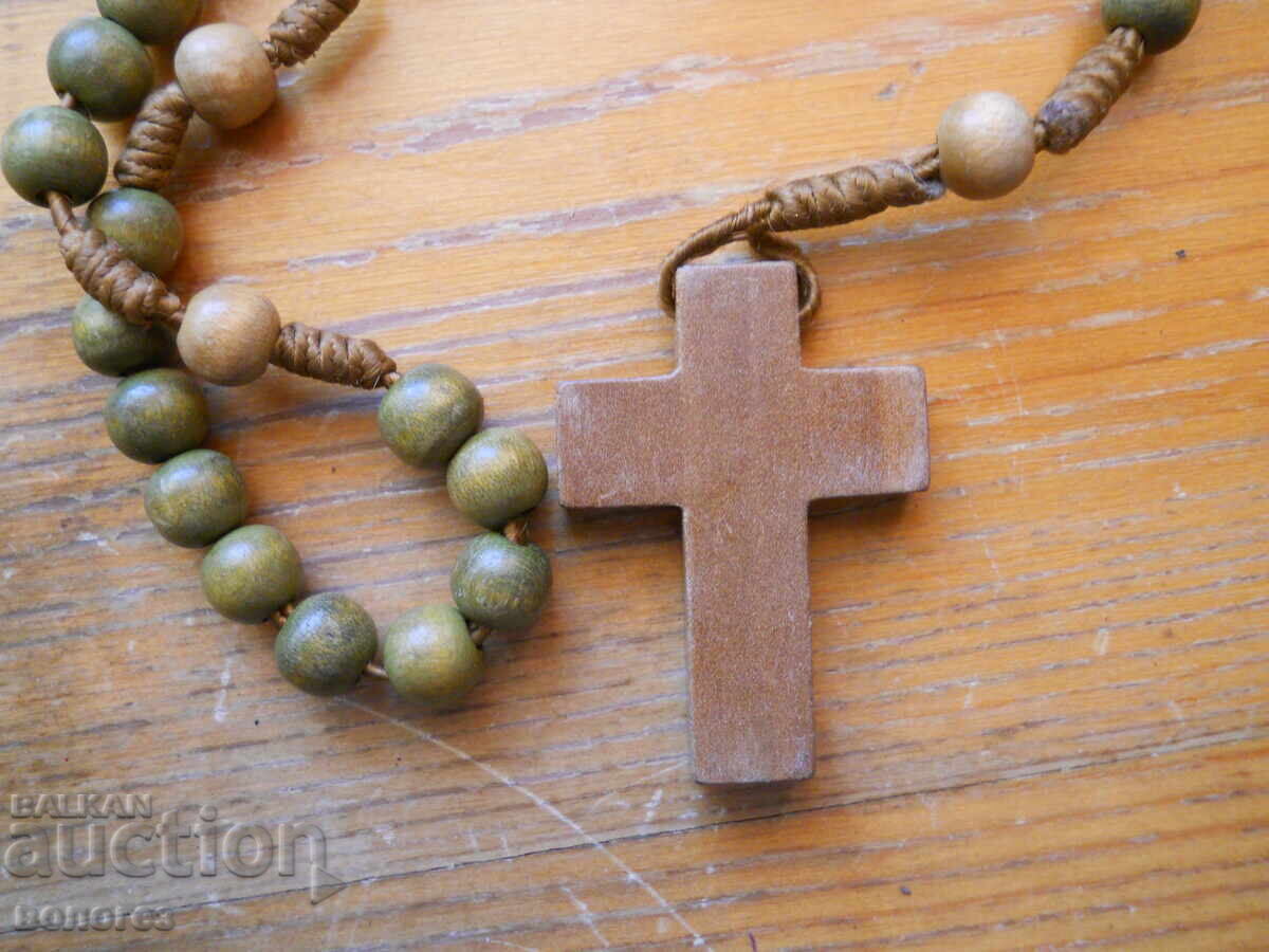 Licitație Rozariu vintage din mărgele de lemn și cruce - Italia