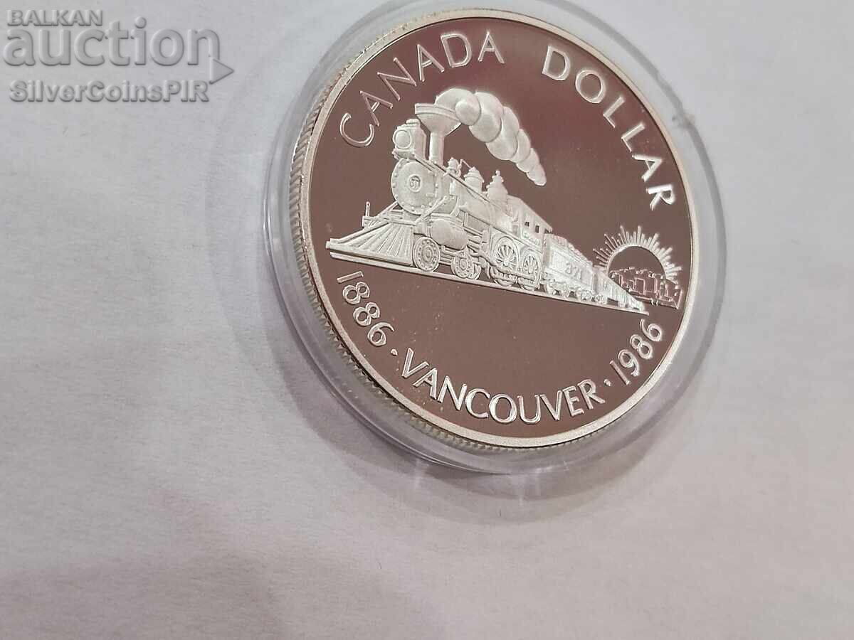 Аукцион Сребро 1$ 100 години ЖП линия 1986 Канада Аукцион Сребро 1$ 100 години ЖП линия 1986 Канада
