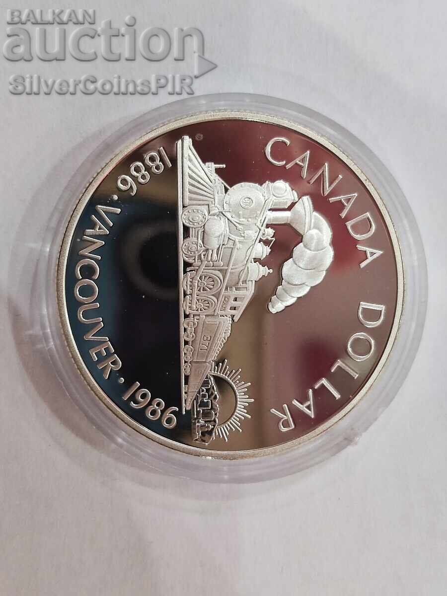 Доставка на Сребро 1$ 100 години ЖП линия 1986 Канада Доставка на Сребро 1$ 100 години ЖП линия 1986 Канада