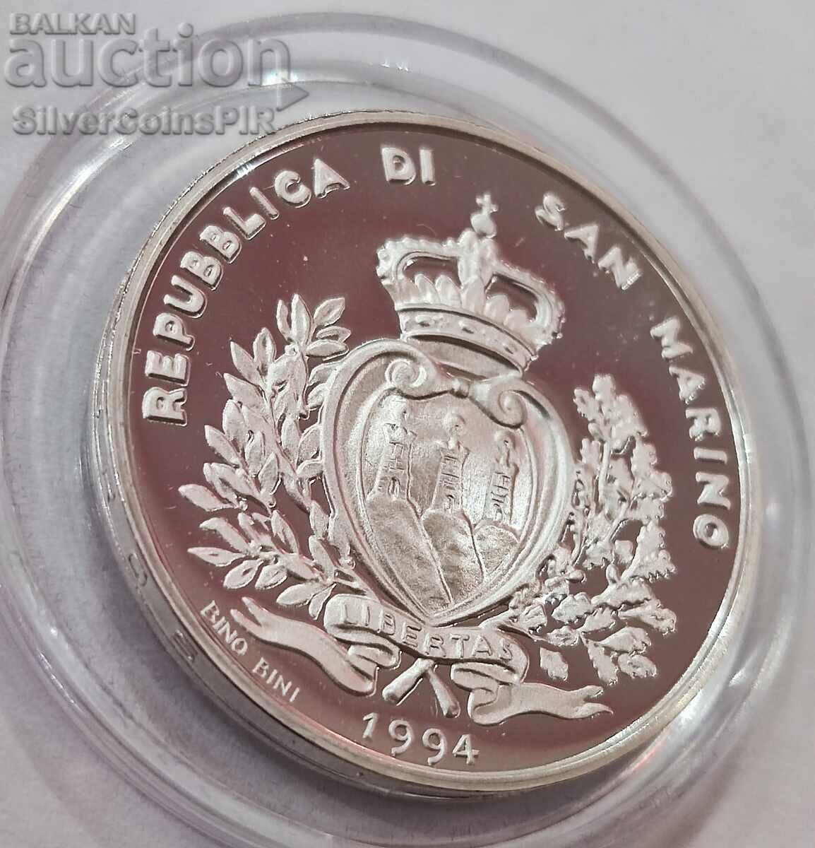 Argint 1000 Lire Fotbal Mondial 1994 San Marino - 6 Argint 1000 Lire Fotbal Mondial 1994 San Marino - 6