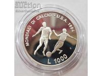 Сребро 1000 Лири Световно по Футбол 1994 Сан Марино