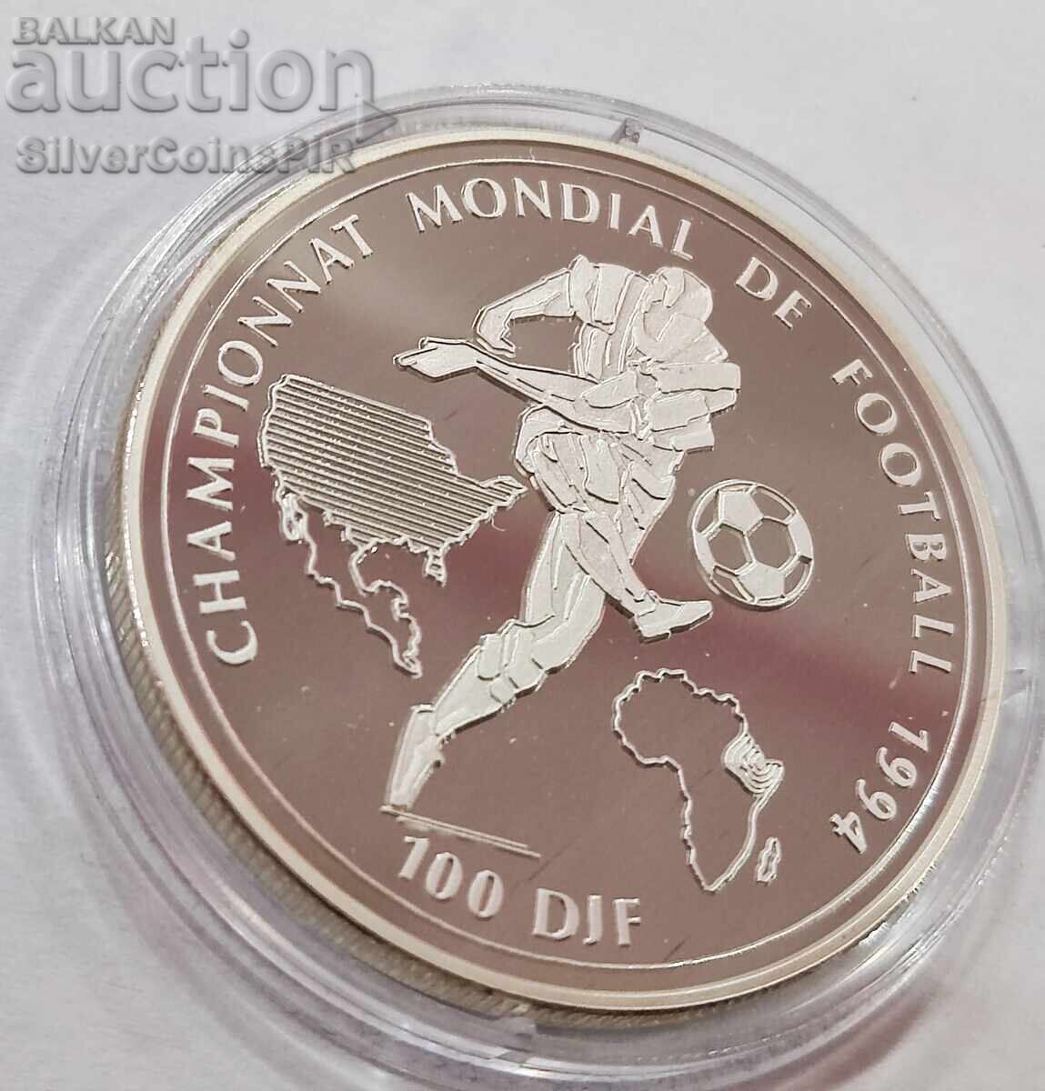 Argint 100 de franci FIFA World Cup 1994 Djibouti cu preț 0.01 BGN | € 0.01 Argint 100 de franci FIFA World Cup 1994 Djibouti cu preț 0.01 BGN | € 0.01