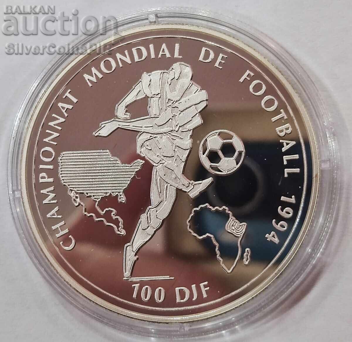 Livrarea Argint 100 de franci FIFA World Cup 1994 Djibouti Livrarea Argint 100 de franci FIFA World Cup 1994 Djibouti