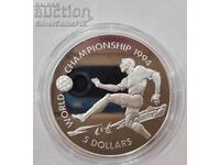 Сребро 5 Долара Световно по Футбол 1993 Бахами