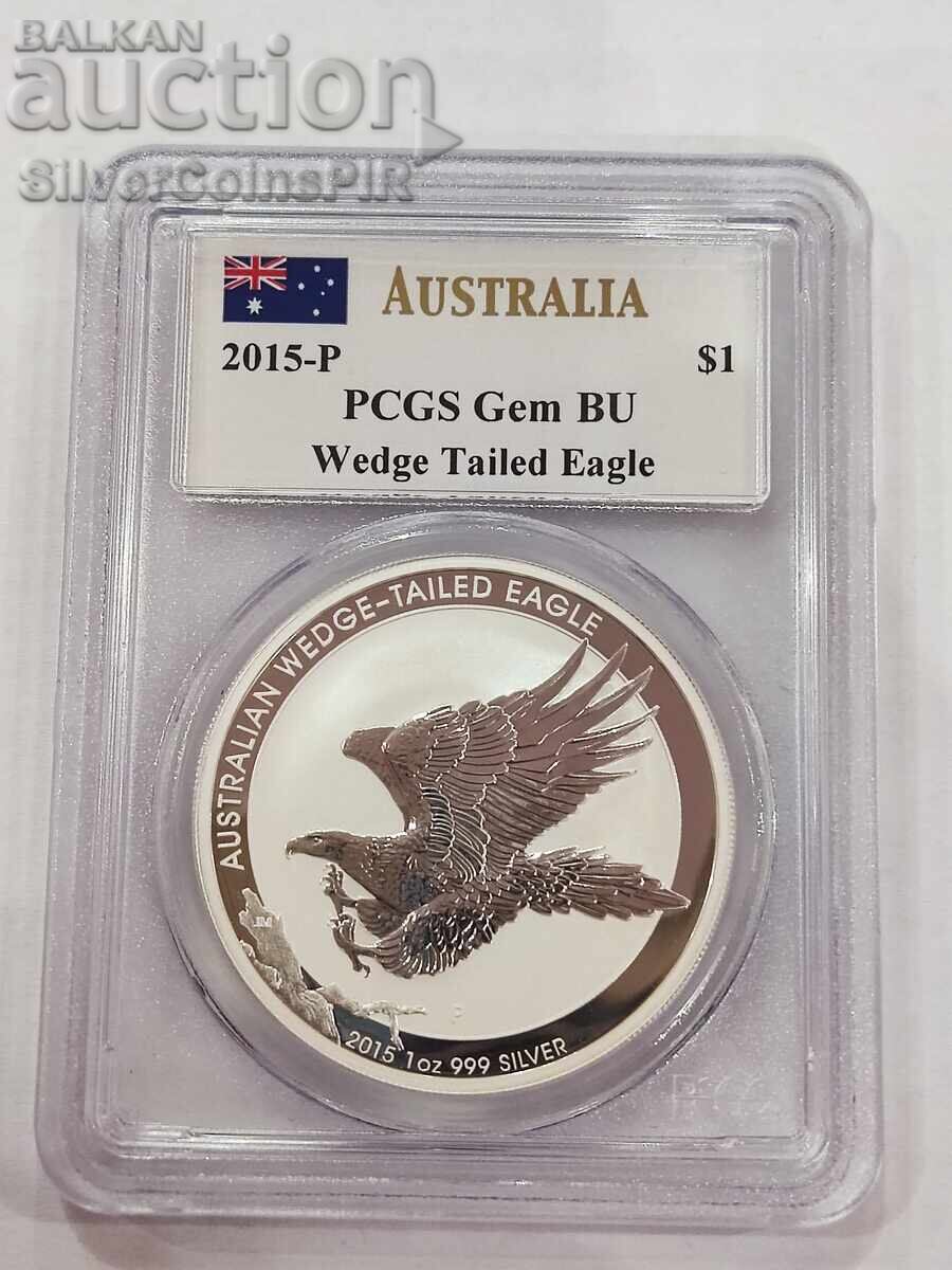 Ασήμι 1 oz Κλινοουράς Αετός 2015 PCGS GEM BU Αυστραλία Ασήμι 1 oz Κλινοουράς Αετός 2015 PCGS GEM BU Αυστραλία
