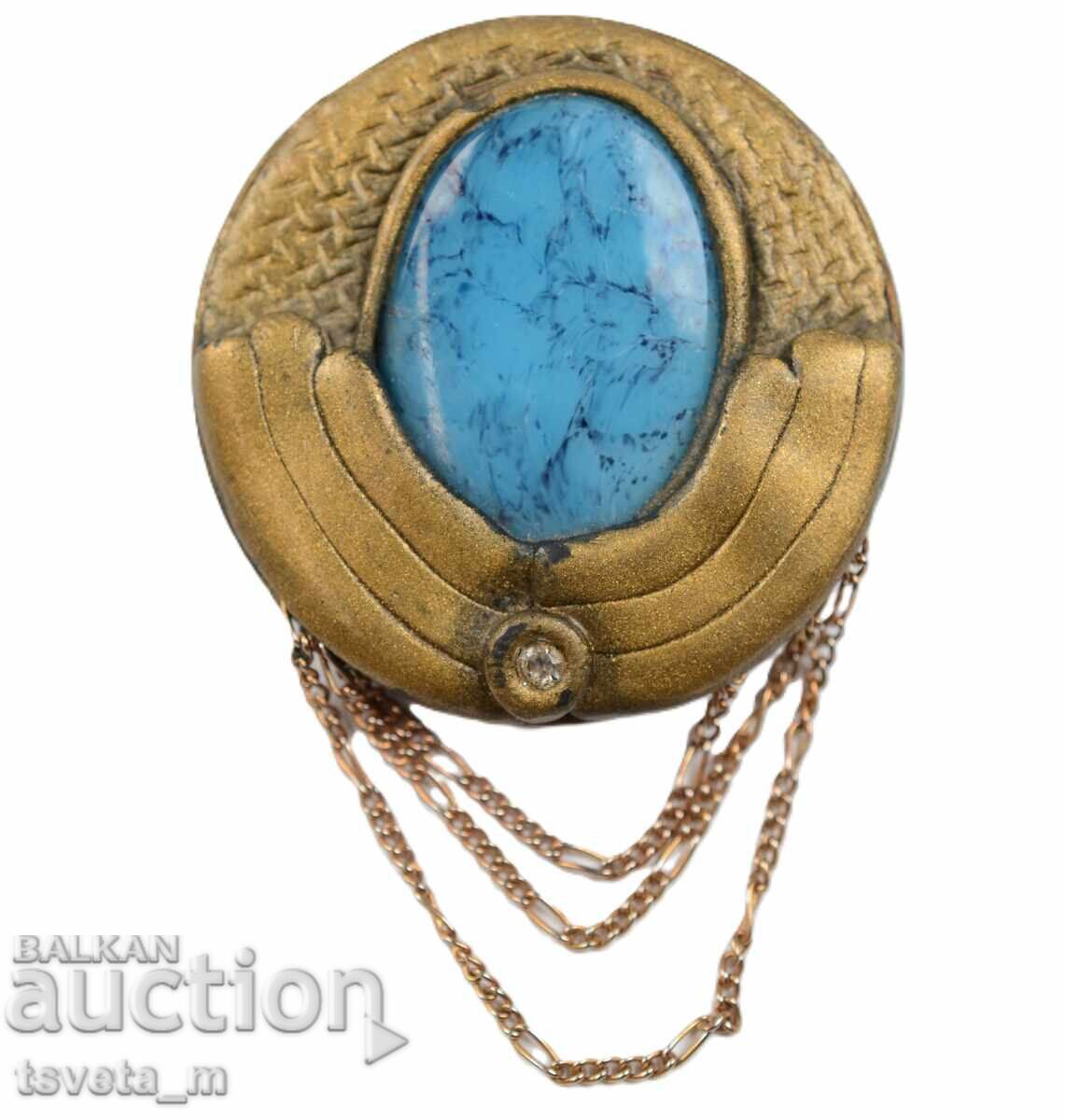Auction Antique brooch with turquoise, early 20th century Auction Antique brooch with turquoise, early 20th century