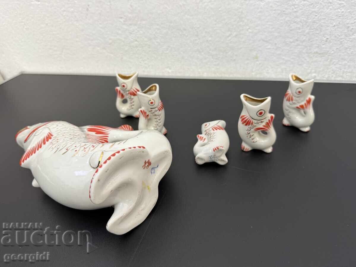 ΣΕΤ πορσελάνης - "Οικογένεια ψαριών". №7715 - 6 ΣΕΤ πορσελάνης - "Οικογένεια ψαριών". №7715 - 6