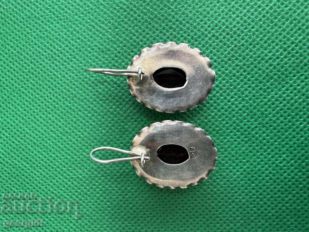 Χειροποίητα ασημένια σκουλαρίκια με μαύρο όνυχα. №7717 - 6 Χειροποίητα ασημένια σκουλαρίκια με μαύρο όνυχα. №7717 - 6