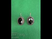 Cercei argint lucrați manual cu onix negru. №7717