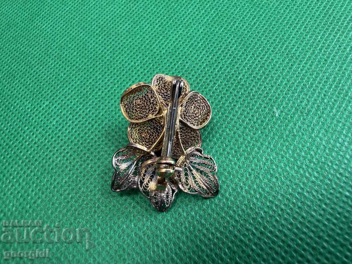 УНИКАТ ! Ръчно изработена сребърна брошка с позлата. №7718 - 6 УНИКАТ ! Ръчно изработена сребърна брошка с позлата. №7718 - 6