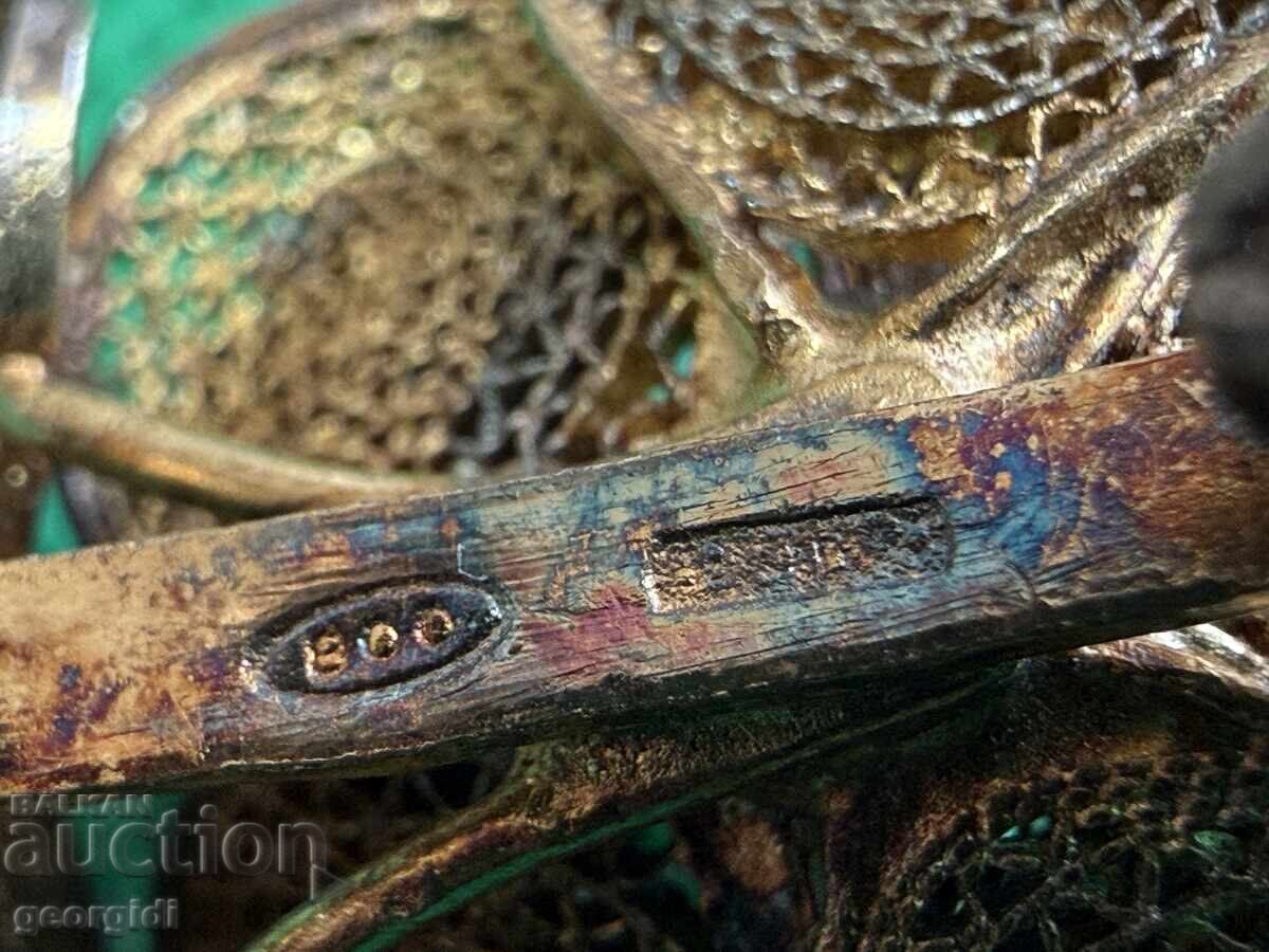 УНИКАТ ! Ръчно изработена сребърна брошка с позлата. №7718 - 7 УНИКАТ ! Ръчно изработена сребърна брошка с позлата. №7718 - 7