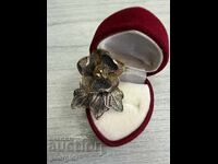 УНИКАТ ! Ръчно изработена сребърна брошка с позлата. №7718