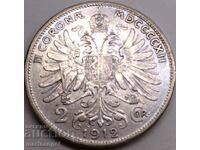 Австрия 2 корони 1912 Франц Йозеф сребро Патина