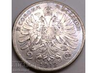 Austria 2 coroane 1912 Franz Joseph Patină de argint
