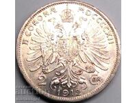 2 корона 1912 Австрия Златна Патина сребро