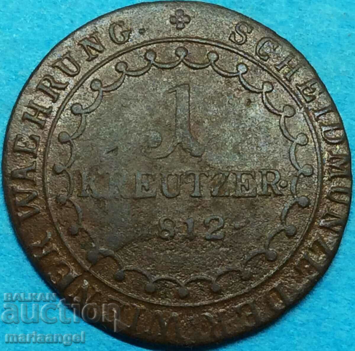 Livrarea 1 kreĭtser 1812 Austria S - Kremnitz Kaiser Franz I 25mm Livrarea 1 kreĭtser 1812 Austria S - Kremnitz Kaiser Franz I 25mm