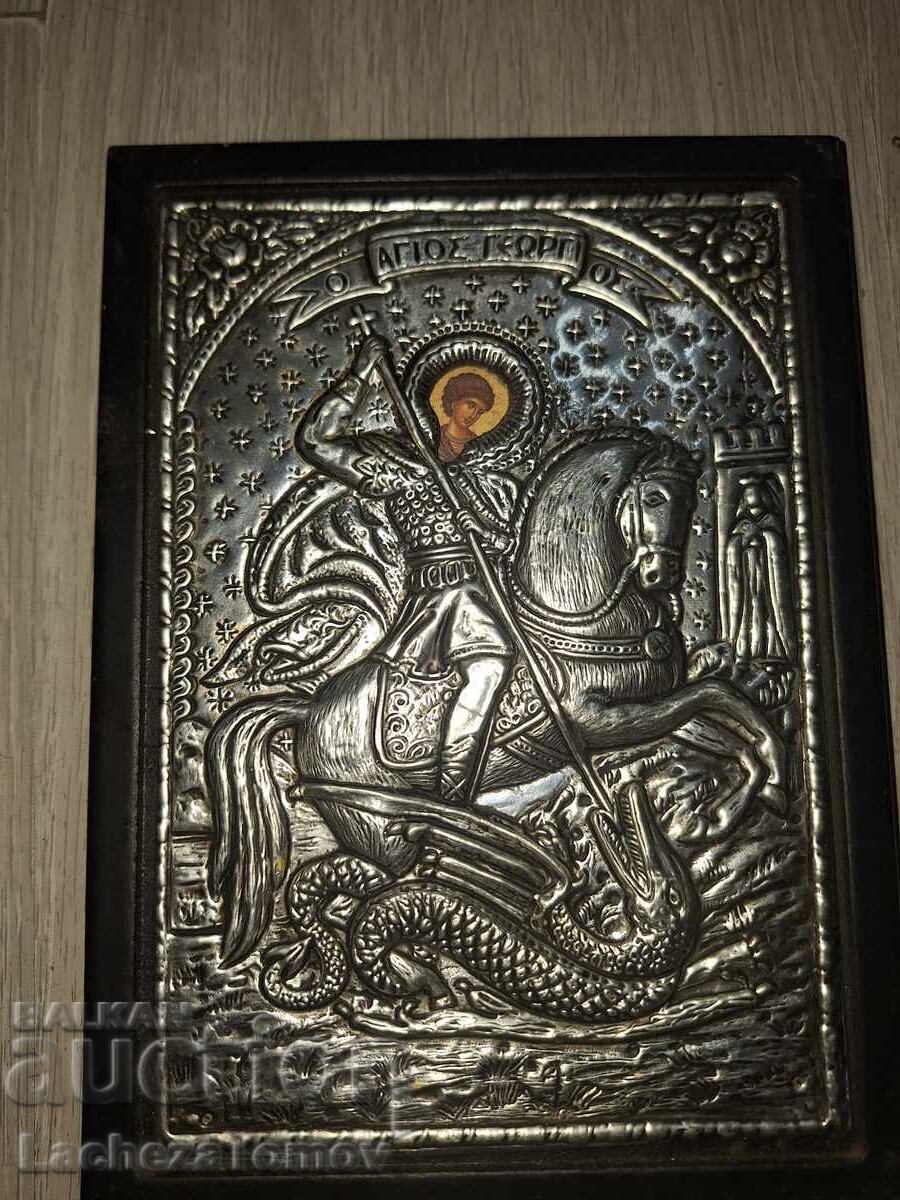 Beautiful Icon of Saint George, Greece, Silver-Plated, Excellent Condition with price 0.01 BGN | € 0.01 Beautiful Icon of Saint George, Greece, Silver-Plated, Excellent Condition with price 0.01 BGN | € 0.01