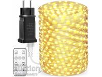 NOU! 100m Ghirlandă LED cu 1000 de becuri, alb cald, 8 moduri