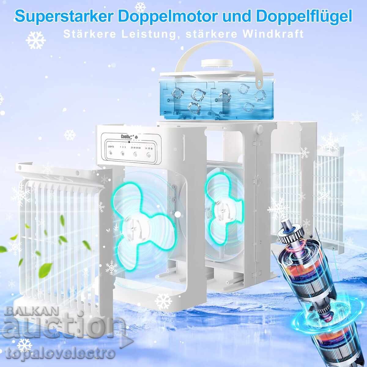 НОВ! Преносим климатик 4-в-1, водно охлаждане, 1100 мл, 3 ск с цена 41.00 лв. | € 20.96 НОВ! Преносим климатик 4-в-1, водно охлаждане, 1100 мл, 3 ск с цена 41.00 лв. | € 20.96