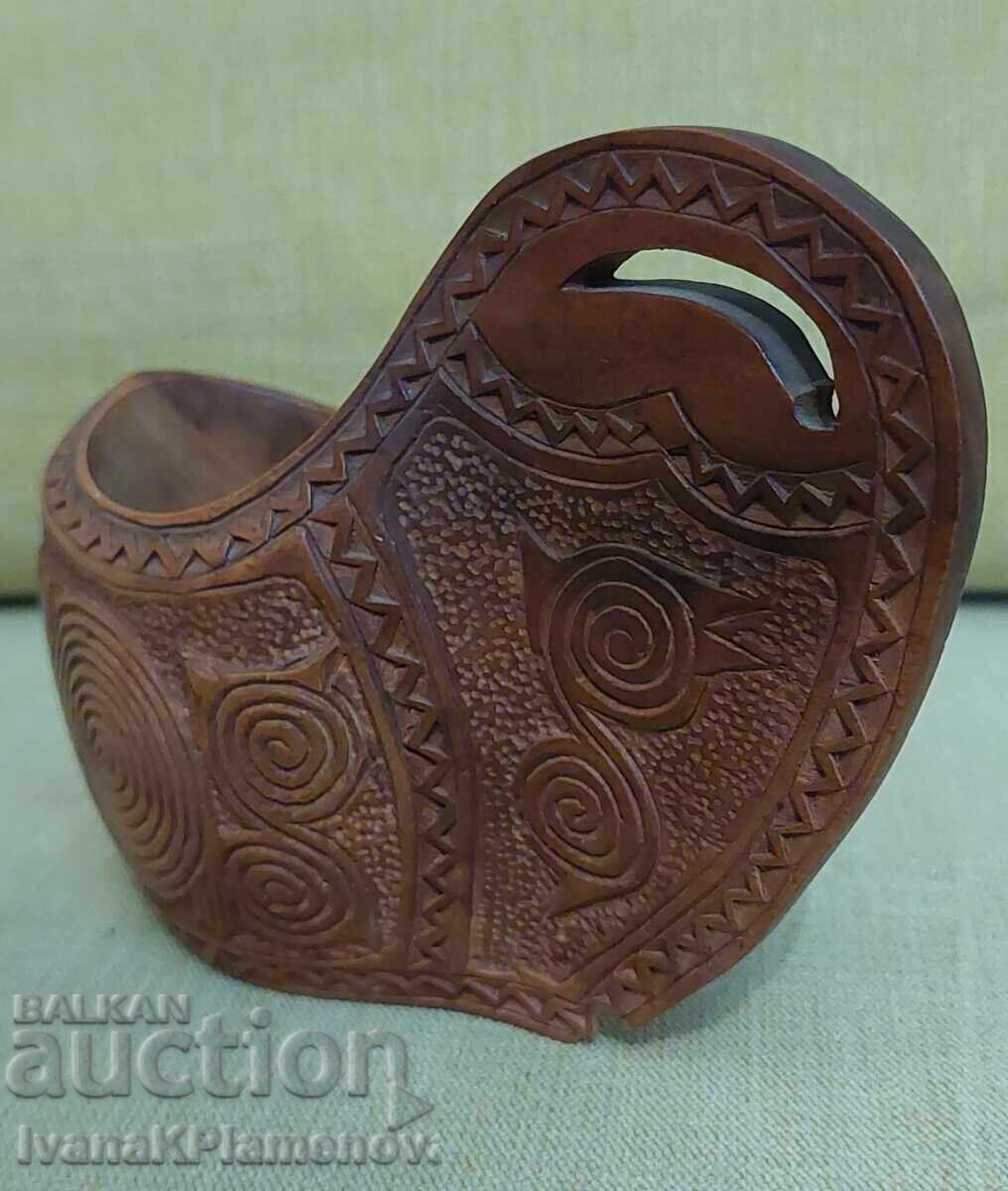 Auction  Scandinavian Wood Carved Wedding Cup for Collectors