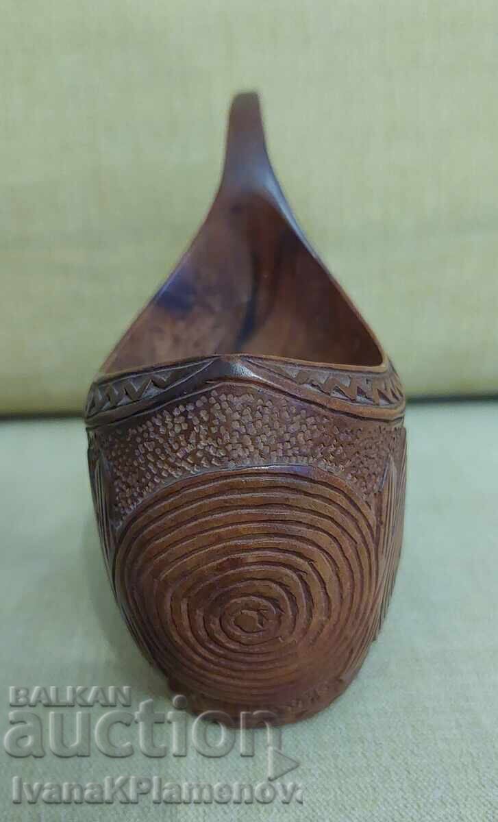 Scandinavian Wood Carved Wedding Cup for Collectors - 5