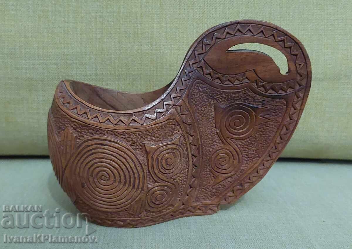 Scandinavian Wood Carved Wedding Cup for Collectors