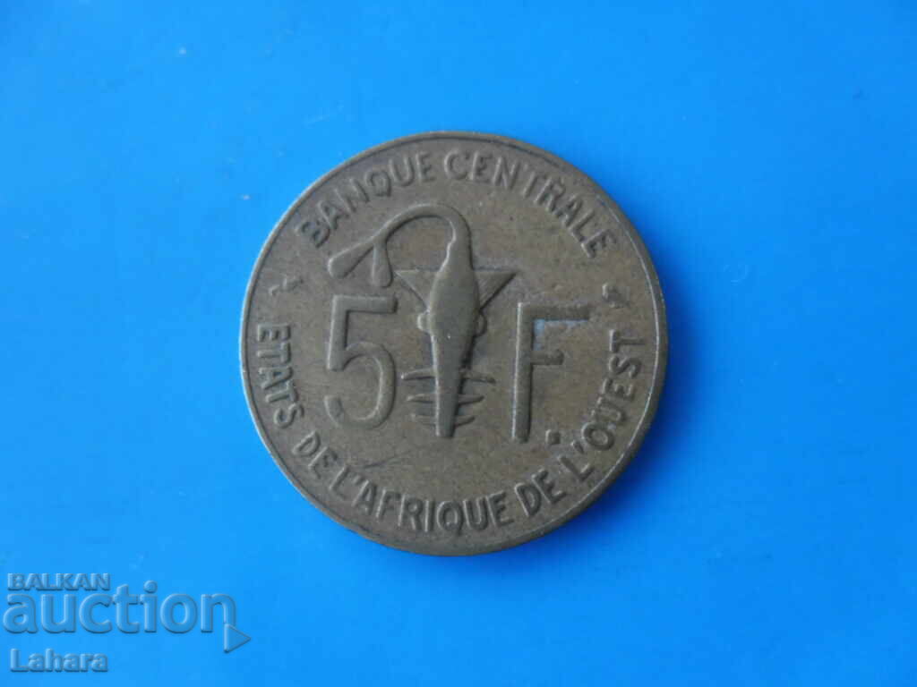 5 franci 1967 a. Vestul Africii 5 franci 1967 a. Vestul Africii