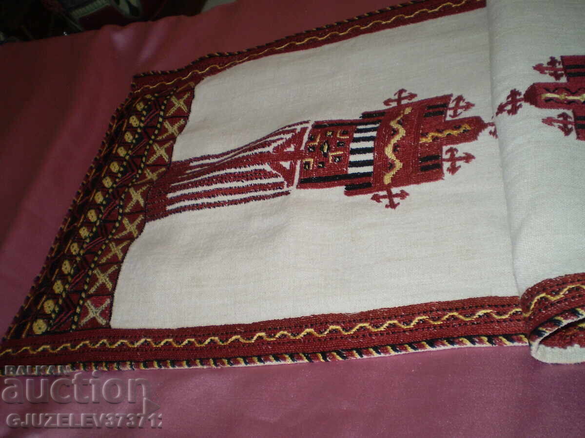 Delivery of Retro tablecloth red embroidery Balkan motifs