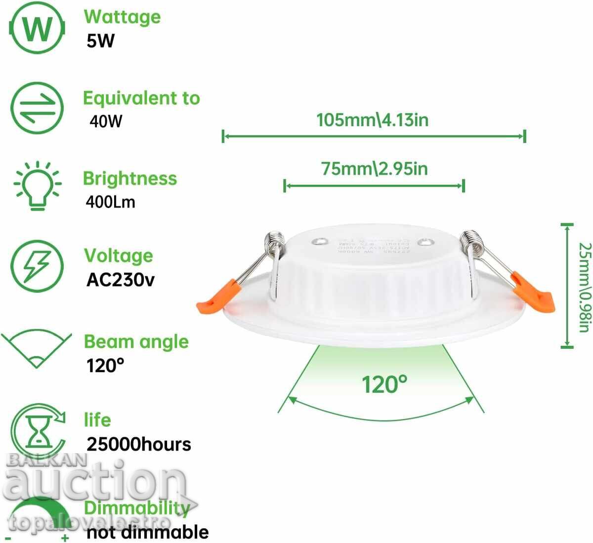 ΚΑΙΝΟΥΡΓΙΟ! Σετ 24 LED σποτ, 5W, εξαιρετικά λεπτά, 6000K ψυχρό με τιμή 43.00 BGN | € 21.99 ΚΑΙΝΟΥΡΓΙΟ! Σετ 24 LED σποτ, 5W, εξαιρετικά λεπτά, 6000K ψυχρό με τιμή 43.00 BGN | € 21.99