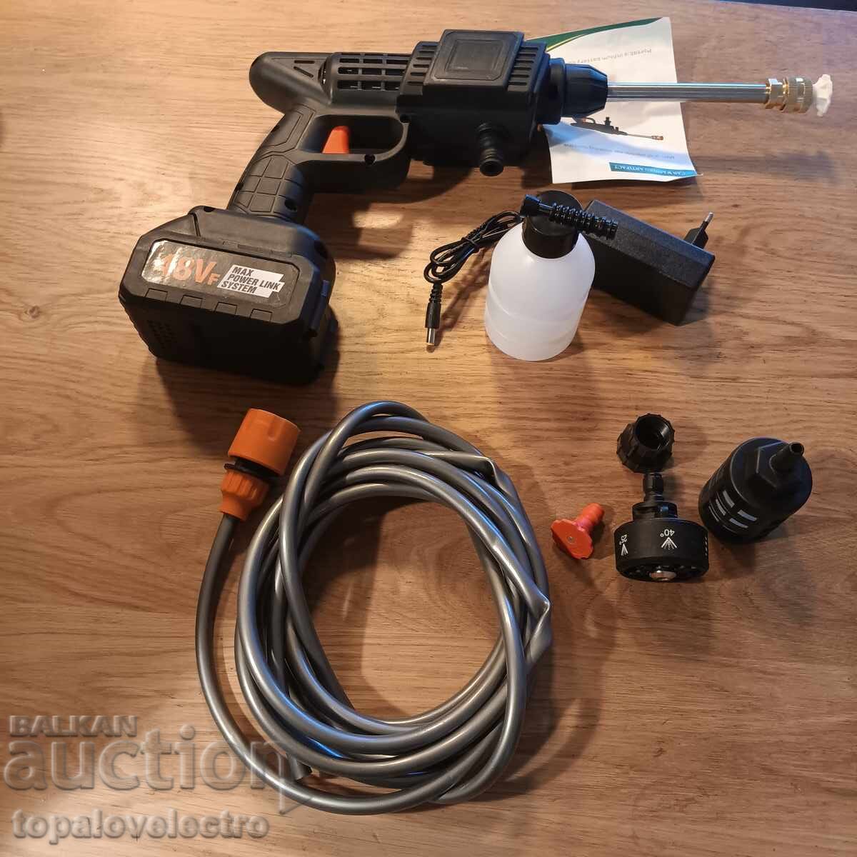 Licitație NOUĂ! Aparat de spălat cu presiune fără fir, cu acumulator, 90 bar, cu duză 6-în-1 Licitație NOUĂ! Aparat de spălat cu presiune fără fir, cu acumulator, 90 bar, cu duză 6-în-1