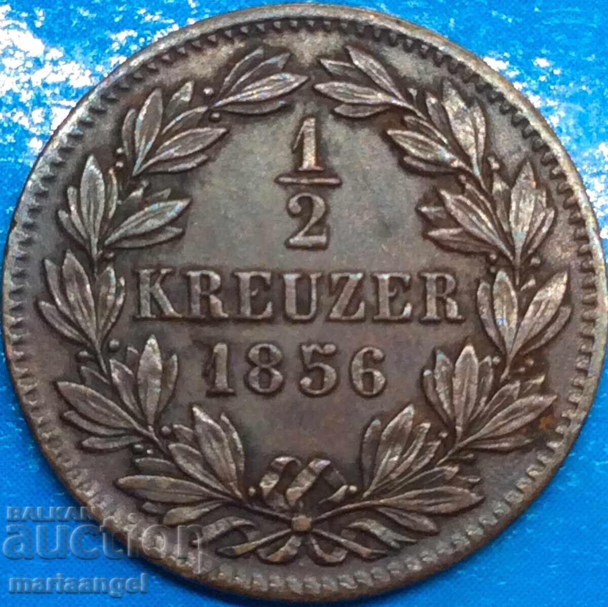 Livrarea 1/2 Kreuzer 1856 Germania Baden Friedrich Livrarea 1/2 Kreuzer 1856 Germania Baden Friedrich