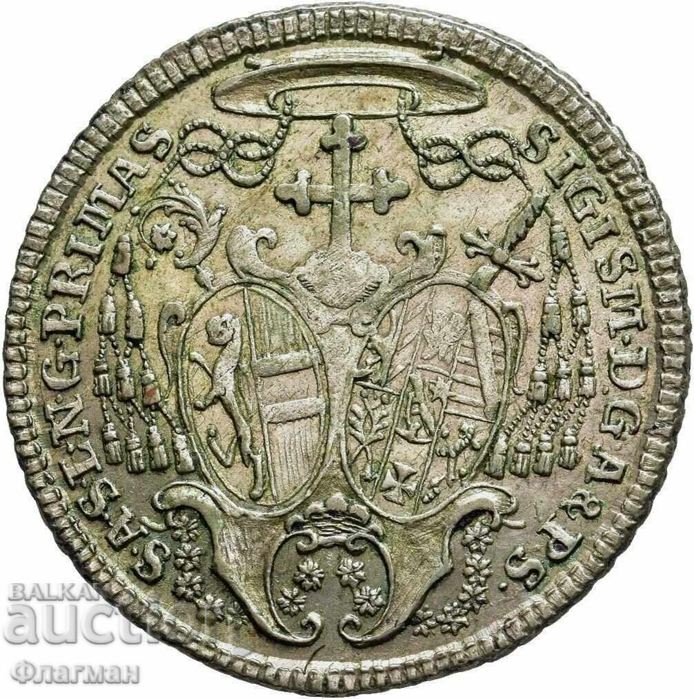 Salzburg 10 Kreuzer 1758 g. Prințul Sigismund III Schrattenbach cu preț € 180.00 | 352.05 BGN