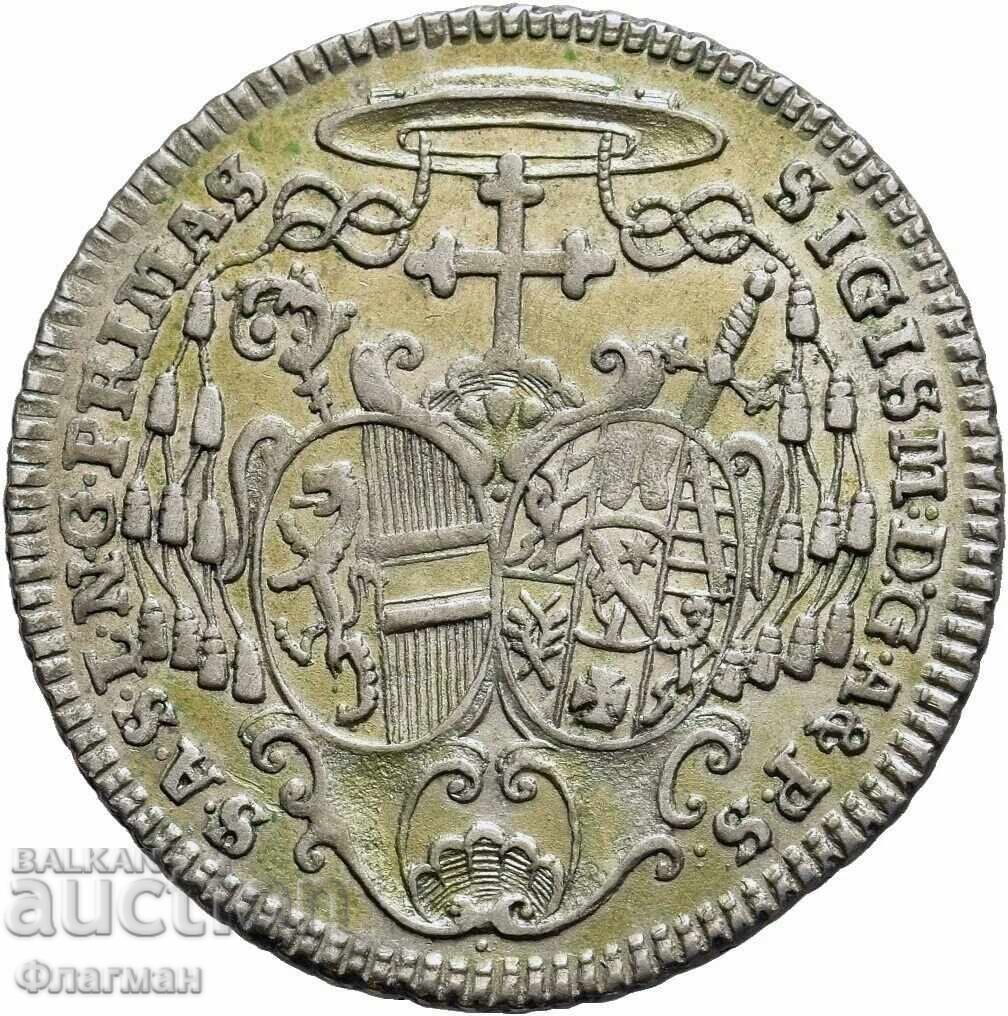 Σάλτσμπουργκ 10 Κρόιτσερ 1755 μ.Χ. Πρίγκιπας Σιγισμούνδος Γ' Σράτενμπαχ με τιμή 380.00 BGN | € 194.29 Σάλτσμπουργκ 10 Κρόιτσερ 1755 μ.Χ. Πρίγκιπας Σιγισμούνδος Γ' Σράτενμπαχ με τιμή 380.00 BGN | € 194.29