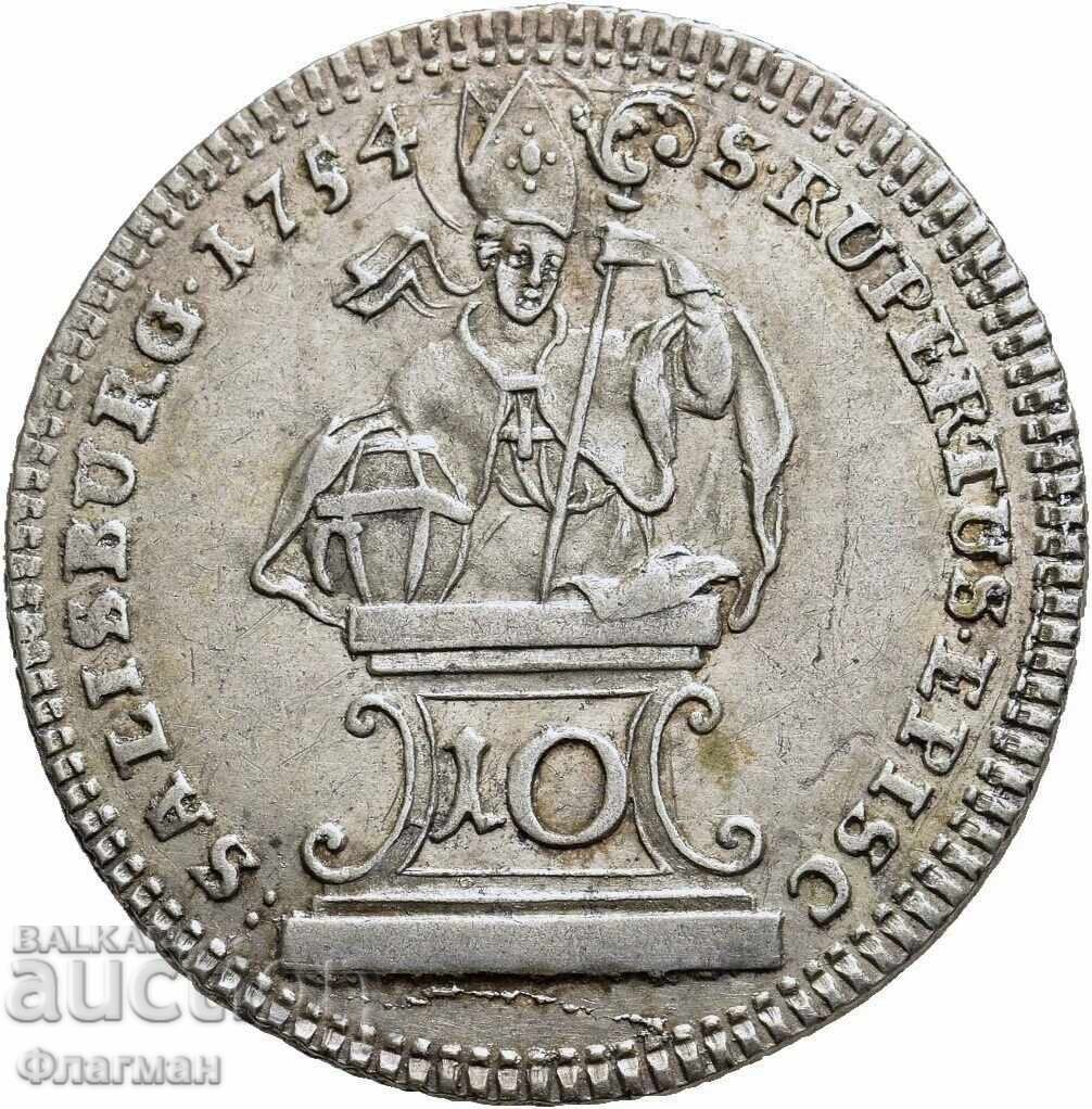 Salzburg 10 Kreuzer 1754, Prințul Sigismund III Schrattenbach /2 Salzburg 10 Kreuzer 1754, Prințul Sigismund III Schrattenbach /2