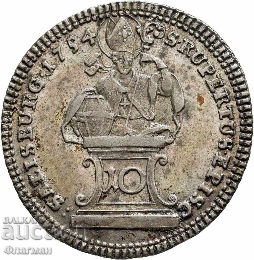 Salzburg 10 Kreuzer 1754, Prințul Sigismund III Schrattenbach /1