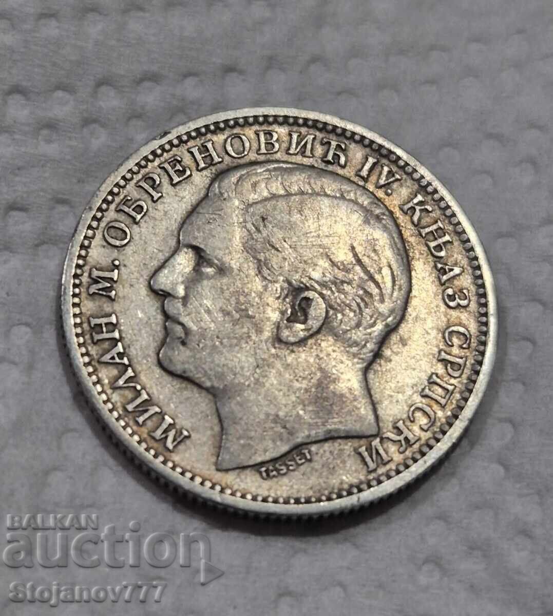 1 Dinar 1879 Serbia, argint cu preț 37.00 BGN | € 18.92 1 Dinar 1879 Serbia, argint cu preț 37.00 BGN | € 18.92