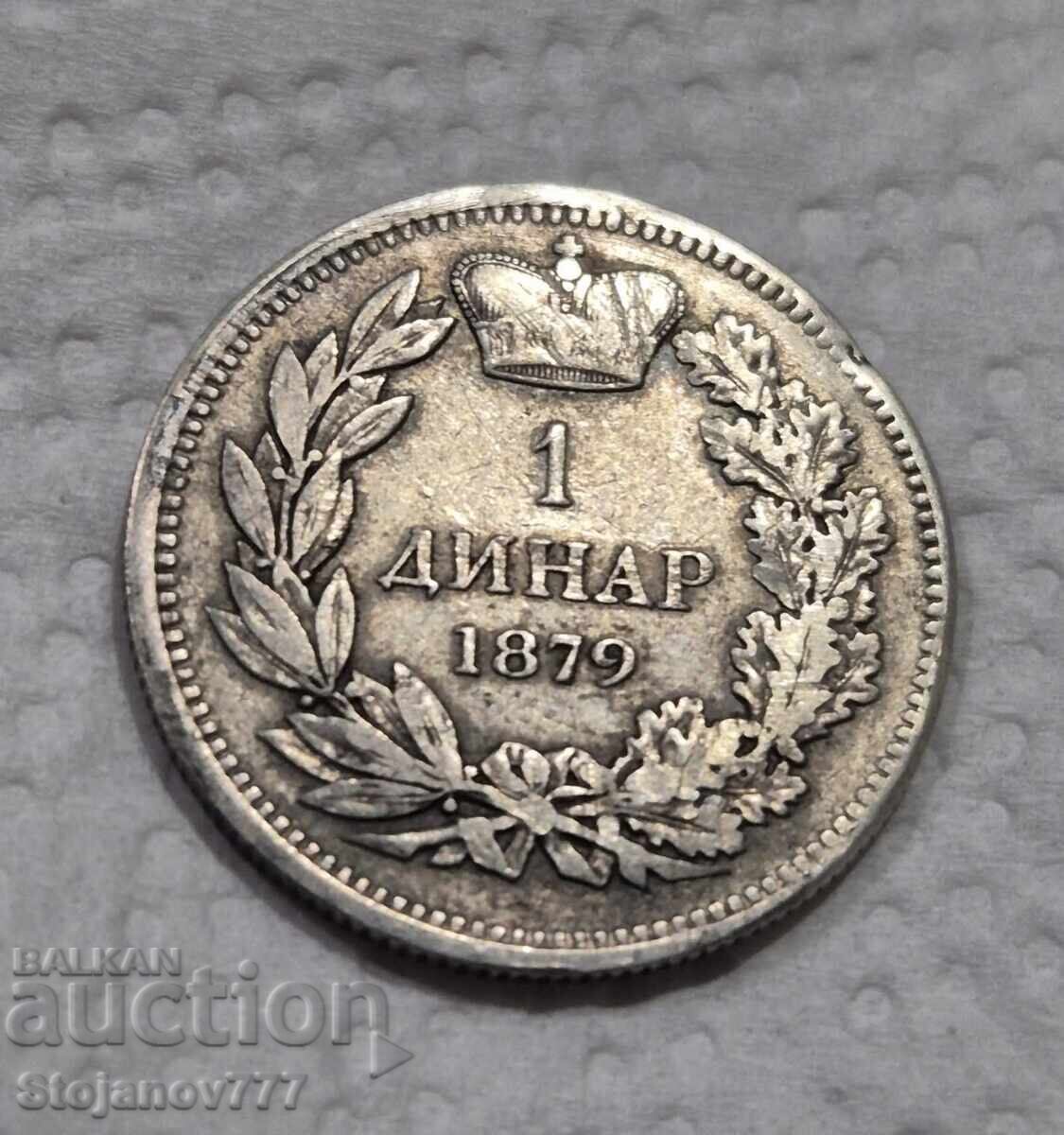 1 Dinar 1879 Serbia, argint 1 Dinar 1879 Serbia, argint
