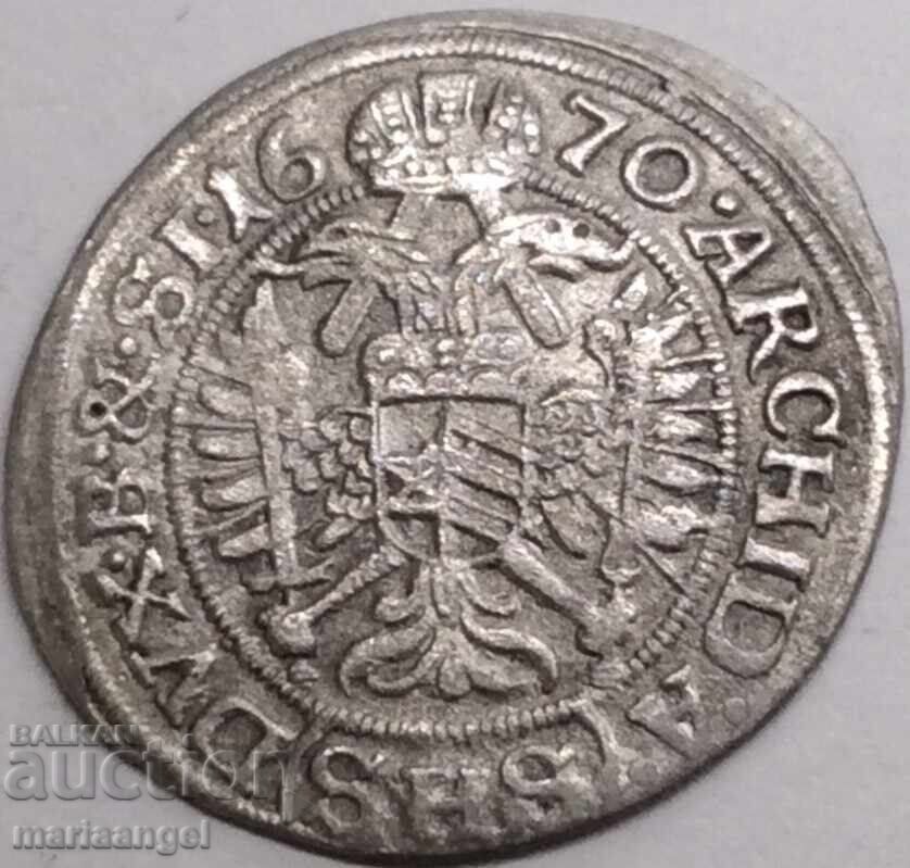 3 кройцера 1670 Австрия Леополд RDR сребро - 6 3 кройцера 1670 Австрия Леополд RDR сребро - 6