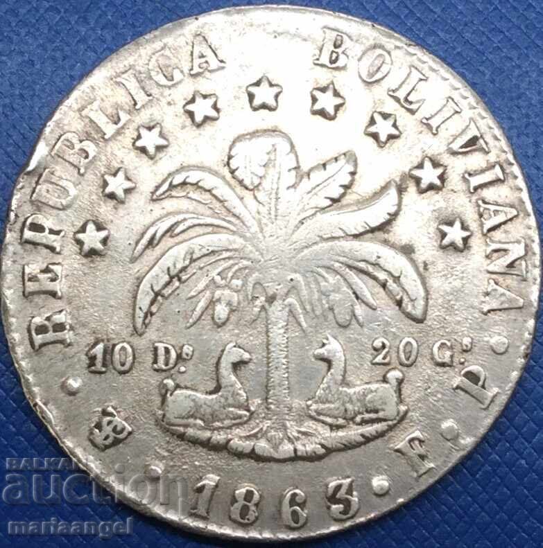 Боливия 1863 8 сола Талер 19,82г проба 0.903 сребро - 6 Боливия 1863 8 сола Талер 19,82г проба 0.903 сребро - 6