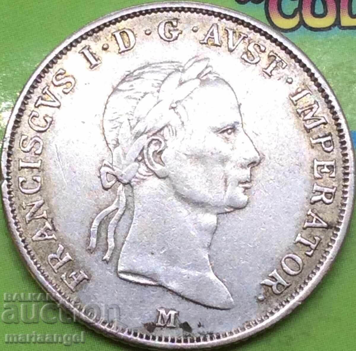 20 кройцера 1832 Австрия за Италия М-Милан 26мм сребро RARE 20 кройцера 1832 Австрия за Италия М-Милан 26мм сребро RARE