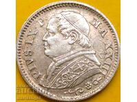 10 солди 1868 Ватикан Пий VI ано XXIII UNC сребро Патина