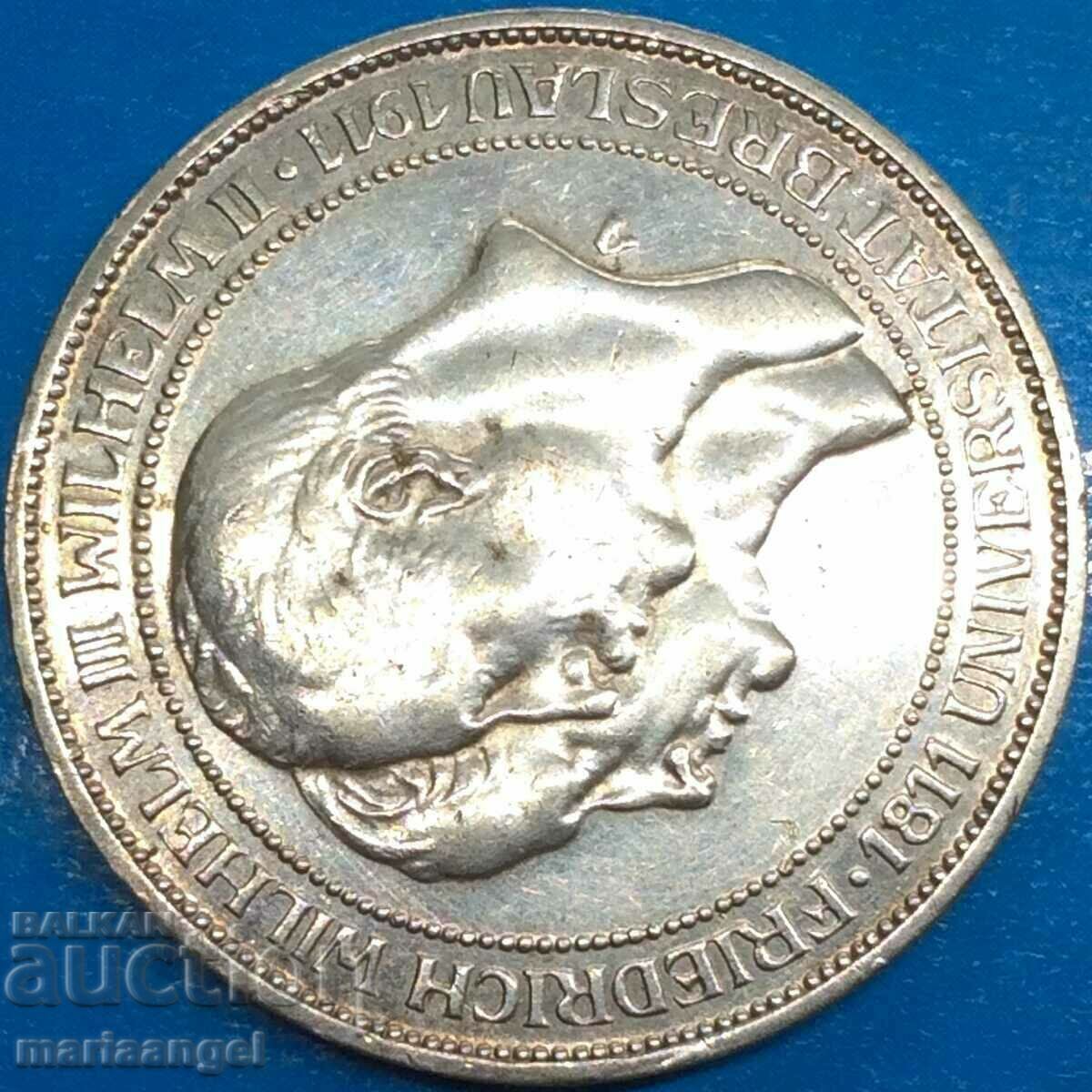 Livrarea 3 timbre 1911 Prusia Universitatea Breslau Germania Livrarea 3 timbre 1911 Prusia Universitatea Breslau Germania