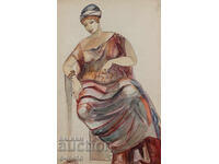 Παλιός πίνακας σκηνογραφίας, σχέδιο κοστουμιού