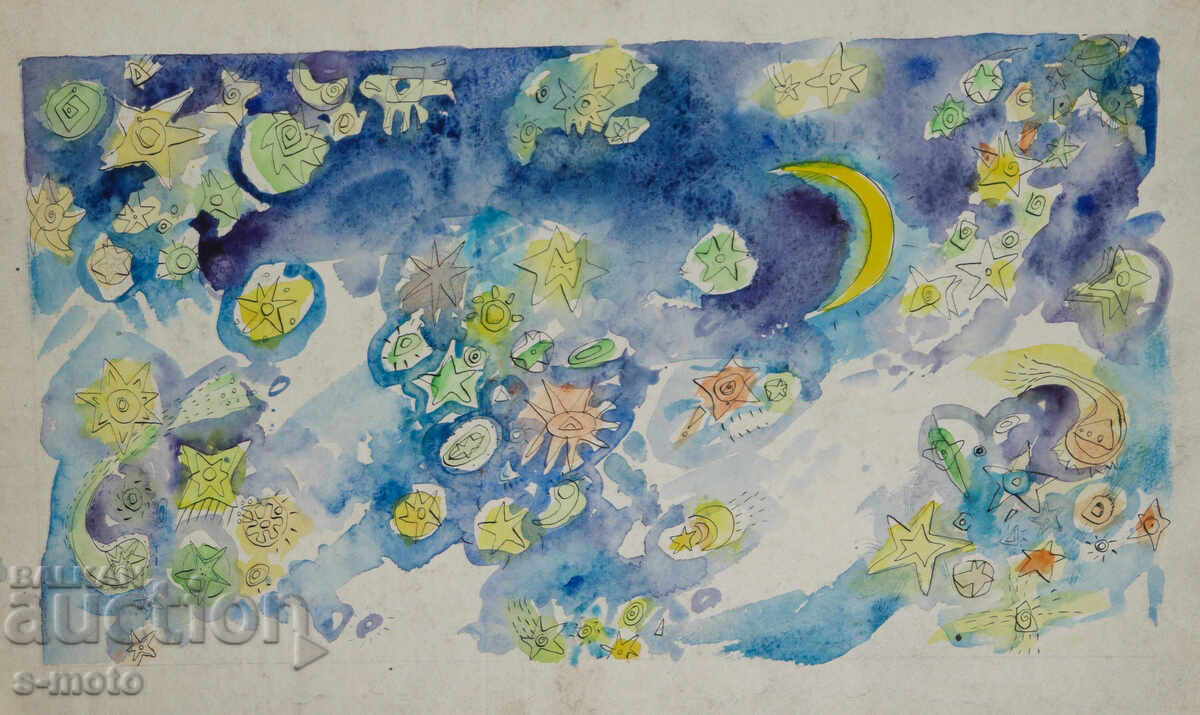 Аукцион Картина акварел илюстрация детска книга приказки Аукцион Картина акварел илюстрация детска книга приказки